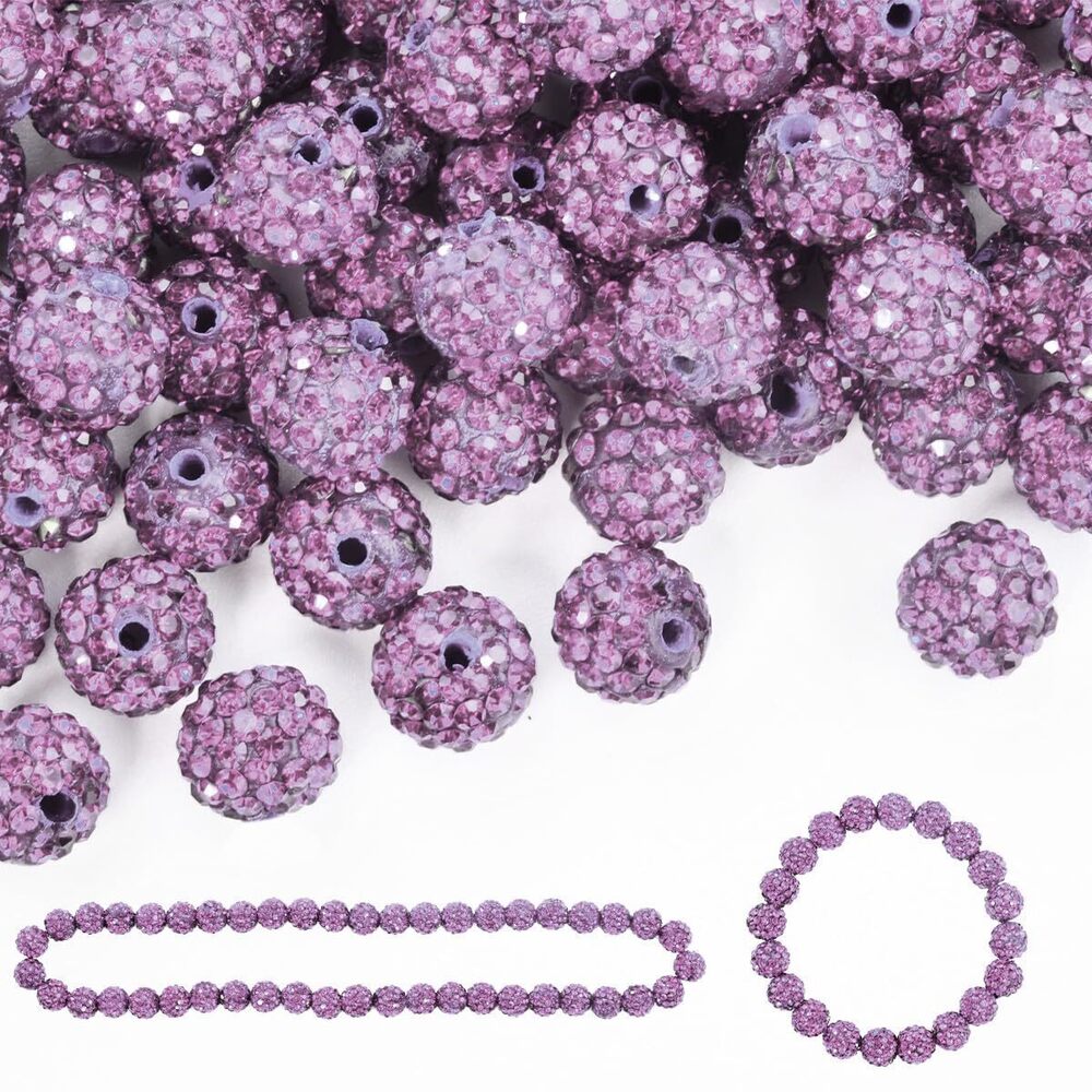 3870 200pcs 10mm Rhinestone Clay Beads for Crafting - Ice Collection